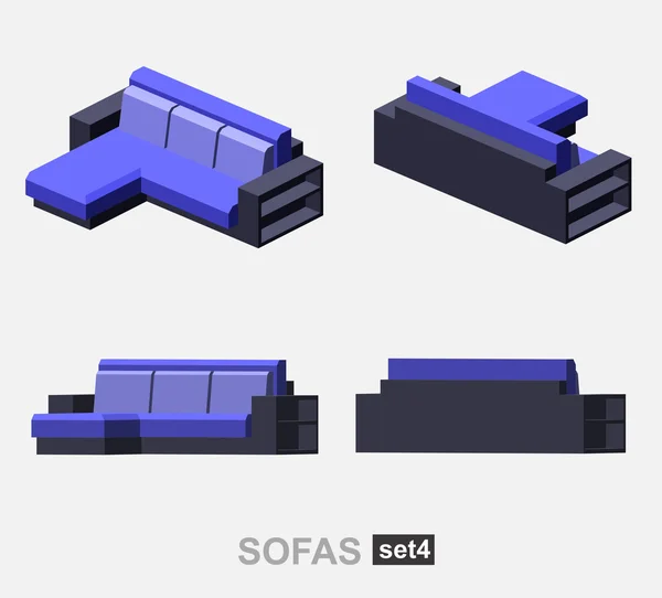 격리 된 소파 세트 — 스톡 벡터