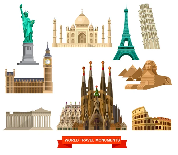 Monumentos mundiales detallados y de alta calidad — Vector de stock