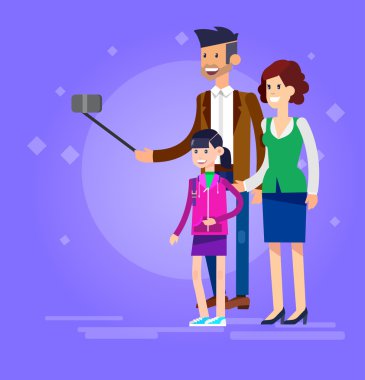 Selfie çekim aile ve çiftler vektör