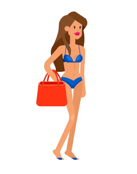 Hete meisje op een strand. vectorillustratie — Stockvector