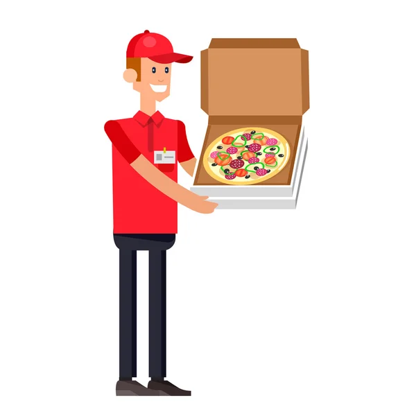 Cartoon pizza delivery guy — Stockvector