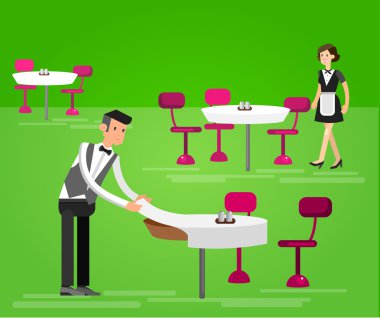 Detaylı karakter restorandaki vektör