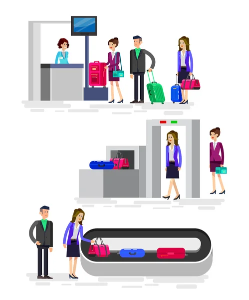 Personas en el aeropuerto — Vector de stock