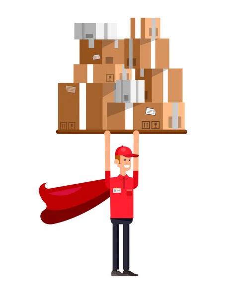 Divertido personaje de entrega hombre — Vector de stock