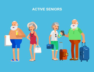 Kıdemli üzerinde serin vektör düz karakter tasarımı