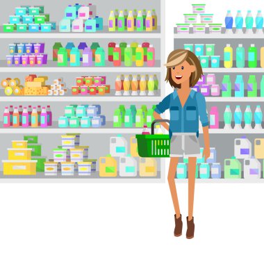 Salonu, süpermarket vektör düz çizimler