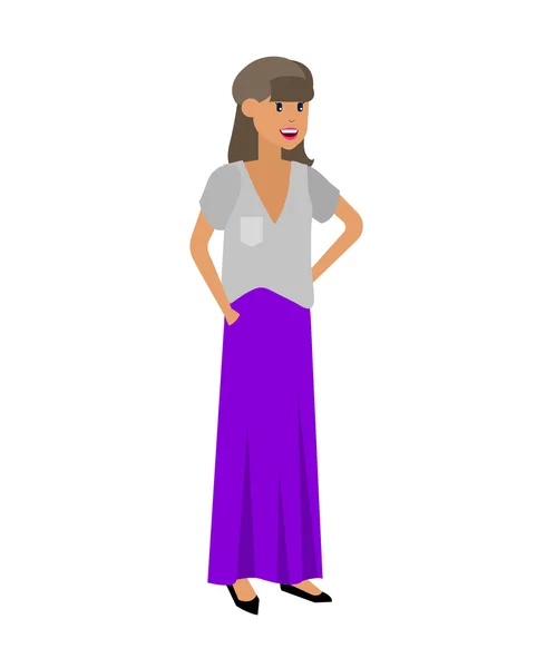 Vector gedetailleerde vrouwen of sudent, vrouw in casual kledingstijl — Stockvector