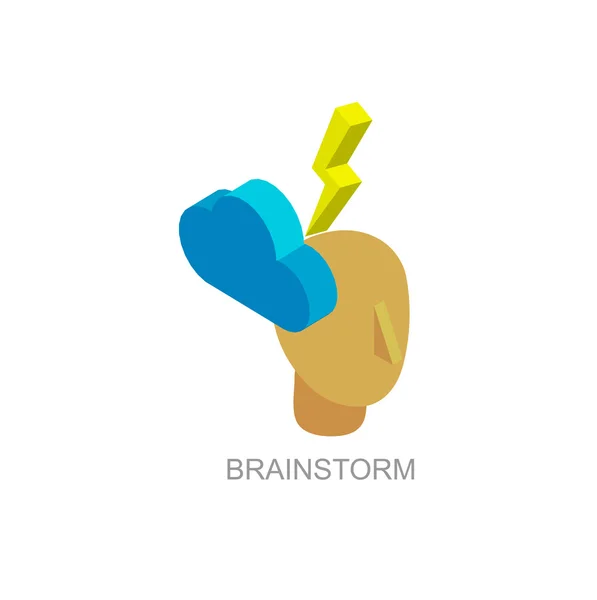 Isométriques icônes collection de processus du cerveau humain — Image vectorielle