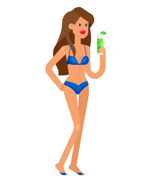 Hete meisje op een strand. vectorillustratie — Stockvector