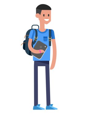 Detaylı karakter düz tasarım çocuk öğrencileri vektör