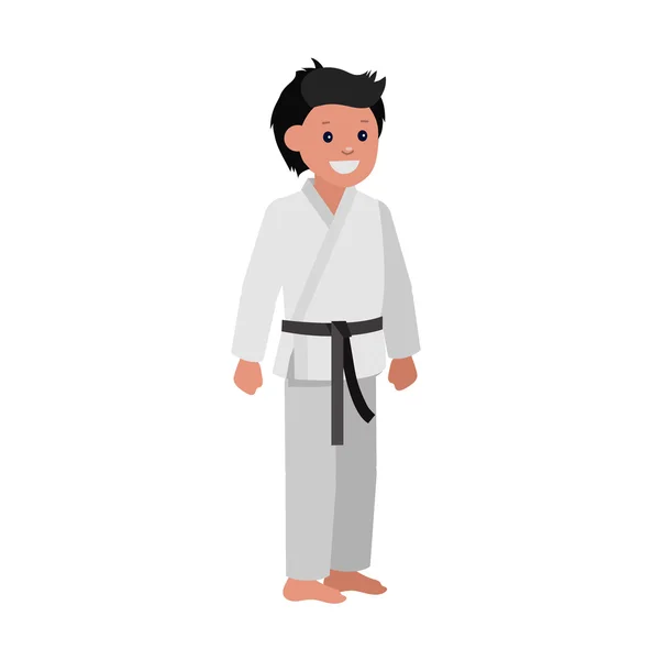 Dessin animé enfant portant le kimono, art martial — Image vectorielle