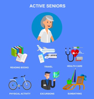 Kıdemli üzerinde serin vektör düz karakter tasarımı