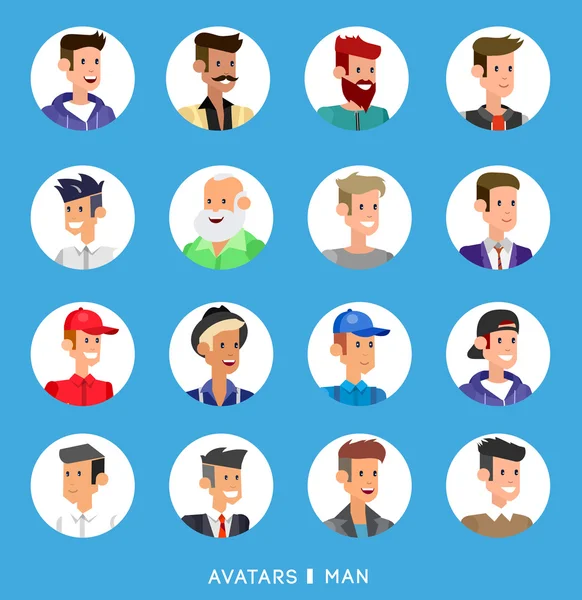 Lindo conjunto de avatares humanos de dibujos animados — Vector de stock