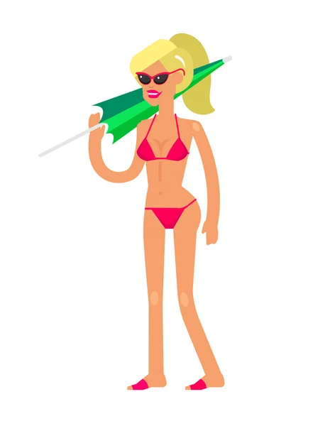 Forró lány a strandon. Vektoros illusztráció — Stock Vector