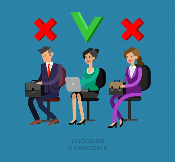 与候选人选择的招聘过程概念。 — 图库矢量图片