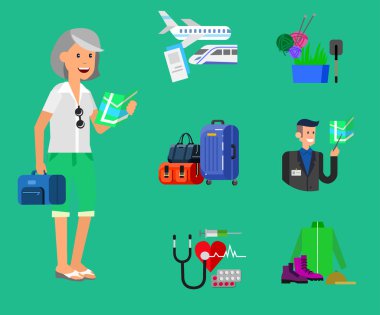 Kıdemli üzerinde serin vektör düz karakter tasarımı