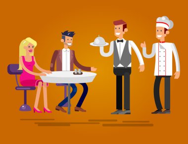 Detaylı karakter restorandaki vektör