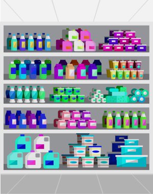 Salonu, süpermarket vektör düz çizimler