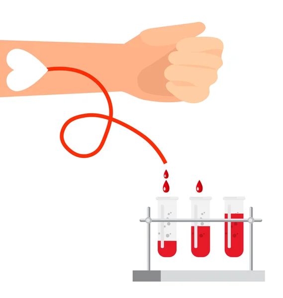 手上的背景说明，献血的心形状 — 图库矢量图片