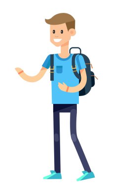 Detaylı karakter düz tasarım çocuk öğrencileri vektör