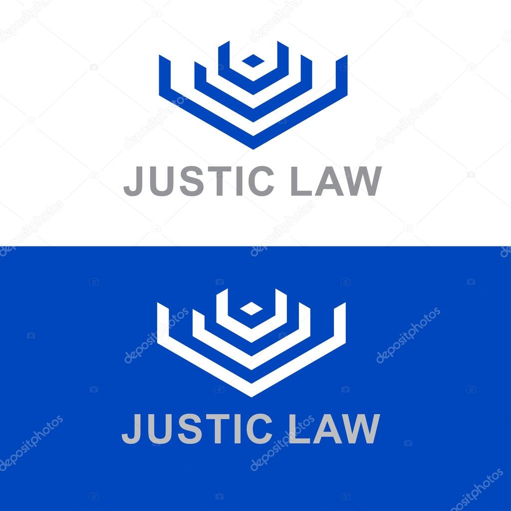Business Icon - Vector logo concept justic law. Emblem for criminal process, scales of justice, courthouse building, lawyer and law