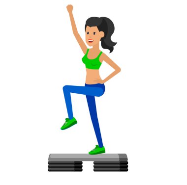 Isınmak için bacağını esneten sağlıklı kadın beyaz arka planda izole edilmiş.