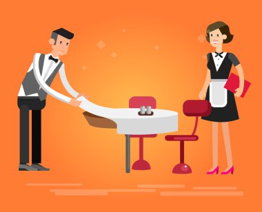 Detaylı karakter restorandaki vektör