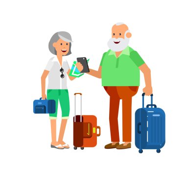 Kıdemli üzerinde serin vektör düz karakter tasarımı