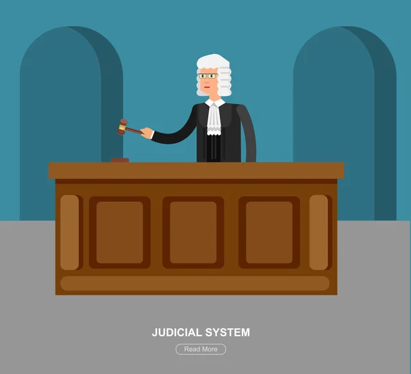 司法システム要素分離ベクトル図と設定法水平バナー — ストックベクタ