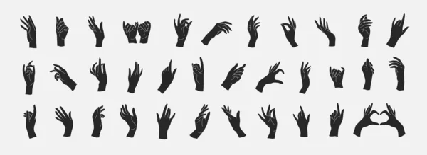 Набір векторних жіночих краси рук силует. Змінити розмір штриху контурів. Лінійний плоский контур, тонкий і лінійний дизайн. Прості піктограми. Концептуальна ілюстрація . — стоковий вектор