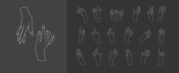 Uppsättning vektor kvinnliga skönhet hand. Redigerbar skiss stroke storlek. Linjeplan kontur, tunn och linjär design. Enkla ikoner. Begreppet illustration — Stock vektor