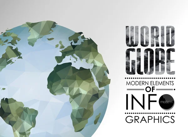 Vektör Dünya Küre, üçgen Dünya Haritası — Stok Vektör