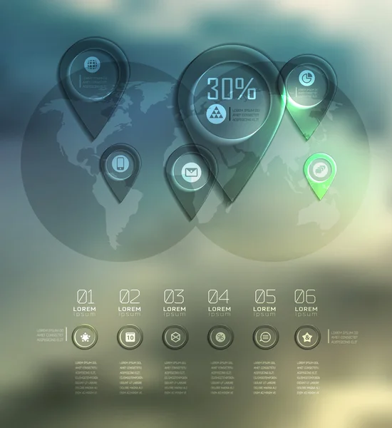 Transparente Geschäftsinformationsgrafik Diagramm auf verschwommener Landschaft — Stockvektor