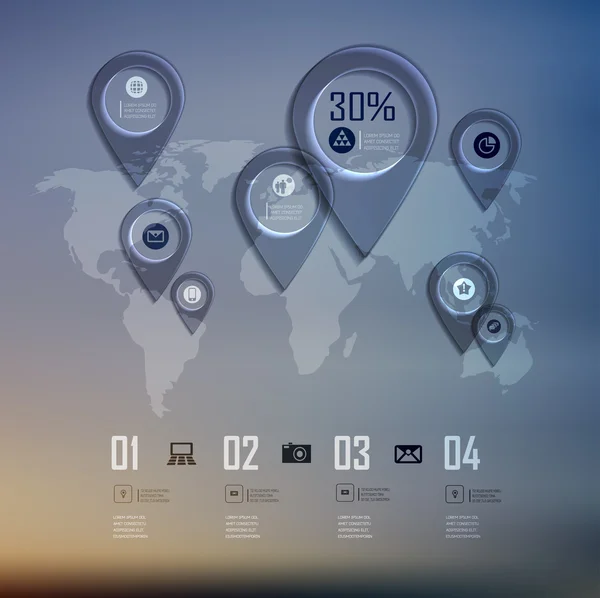 Transparent business Infographics diagram on blur landscape — Stock Vector