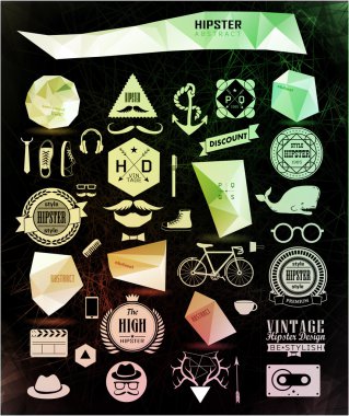 hipster stil öğeleri, simgeler ve etiketleri