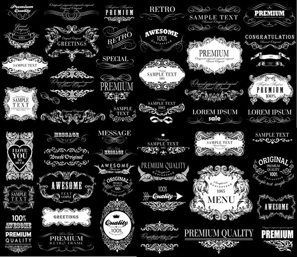 Набор элементов каллиграфического дизайна ручной работы
.