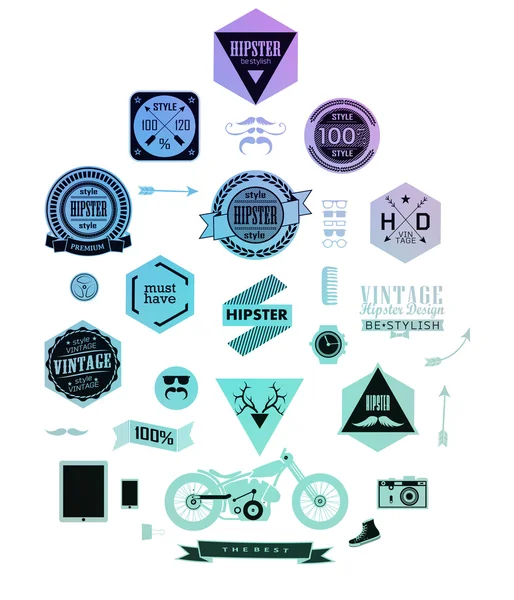 Hipster style elements, icons and labels — Stock Vector