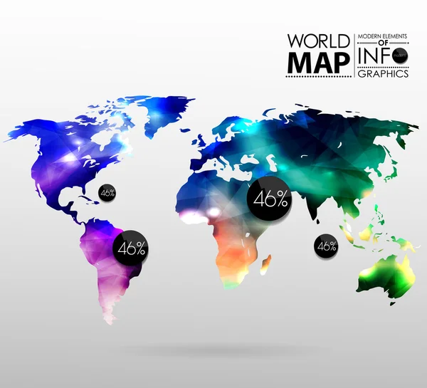 ポリゴンの背景を世界地図 — ストックベクタ