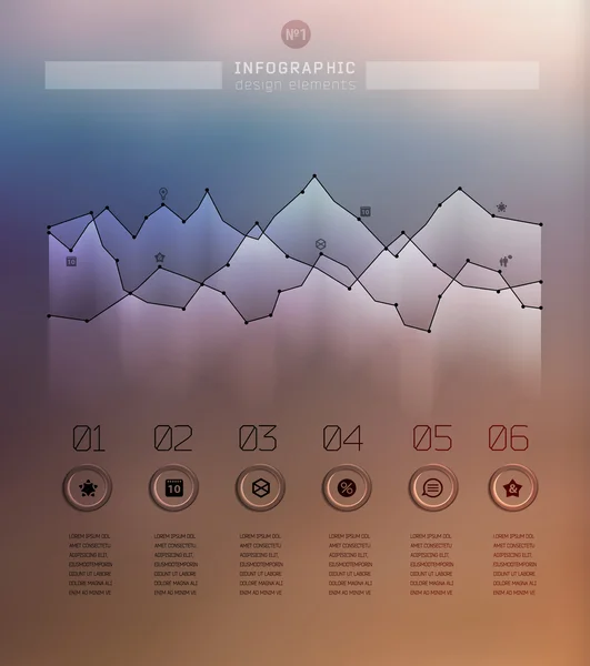 Diagramma infografico aziendale trasparente sul paesaggio sfocato — Vettoriale Stock