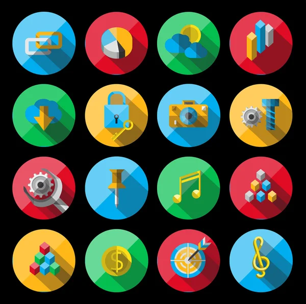 Universal Flat Icons สําหรับเว็บ — ภาพเวกเตอร์สต็อก