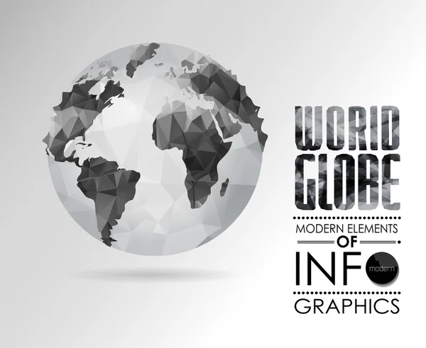 Globe du monde vectoriel, carte triangulaire de la terre — Image vectorielle
