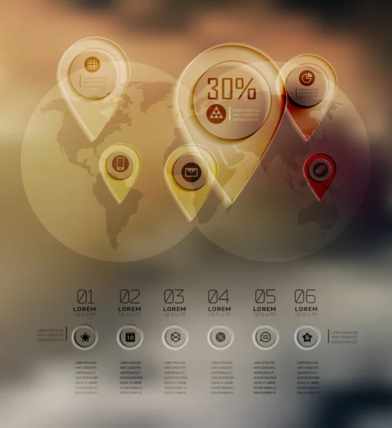 Negócio transparente Diagrama de infográficos na paisagem desfocada — Vetor de Stock