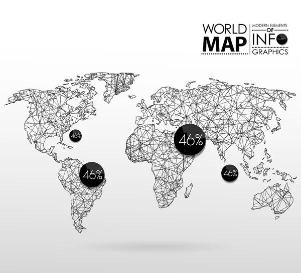Tle mapy świata w wielokąt — Wektor stockowy