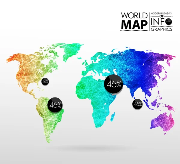 Wereld kaart achtergrond in veelhoek — Stockvector