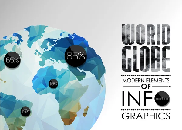 Globe du monde vectoriel, carte triangulaire de la terre — Image vectorielle