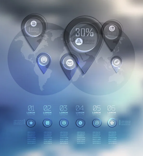 Transparente Geschäftsinformationsgrafik Diagramm auf verschwommener Landschaft — Stockvektor