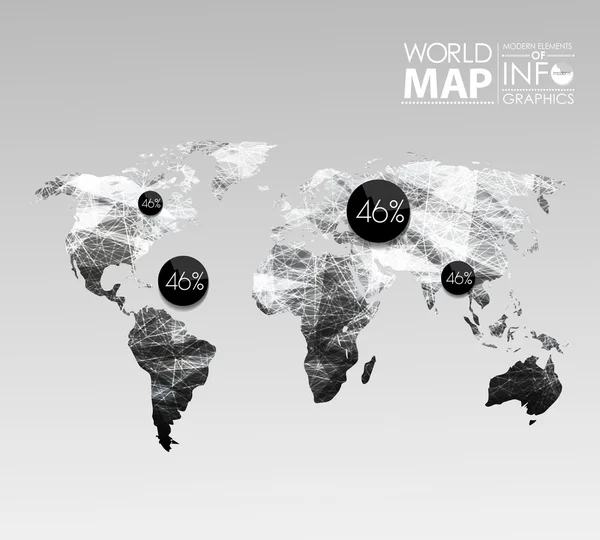 Wereld kaart achtergrond in veelhoek — Stockvector