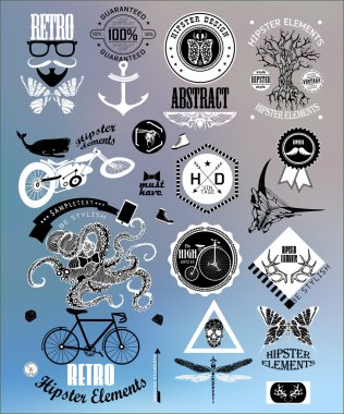 hipster etiket, simge, öğeleri