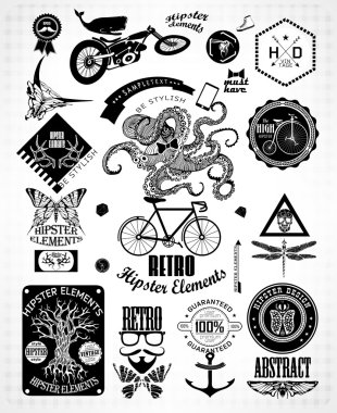 hipster etiket, simge, öğeleri