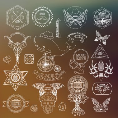 hipster etiket, simge, öğeleri